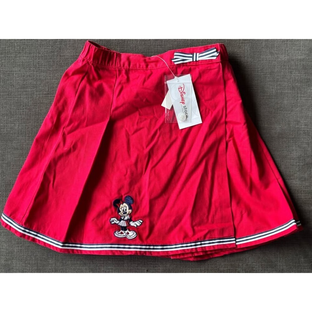 NWT Disney Store Minnie Mouse Girls Red Pleated Varsity Stripe Tennis Skirt XS 4